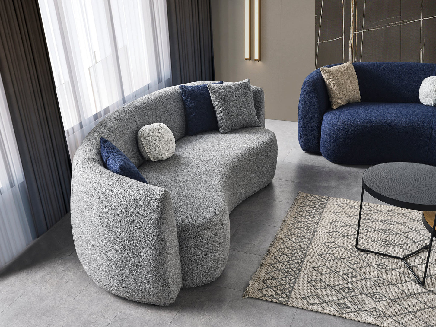 Modern Sofa Set in Chenille Fabric
