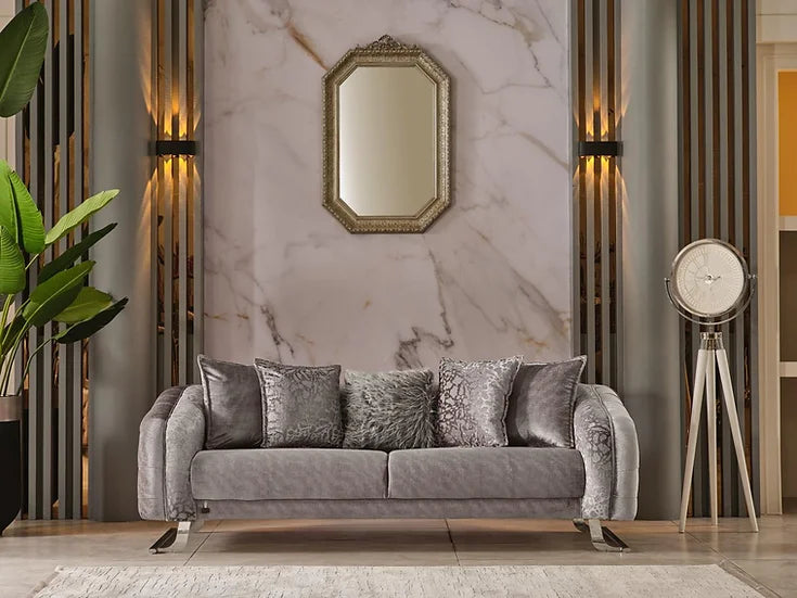 Gray &Silver Sofa Set - Concord