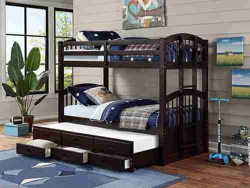 Kids Wooden Bunk Bed with Storage