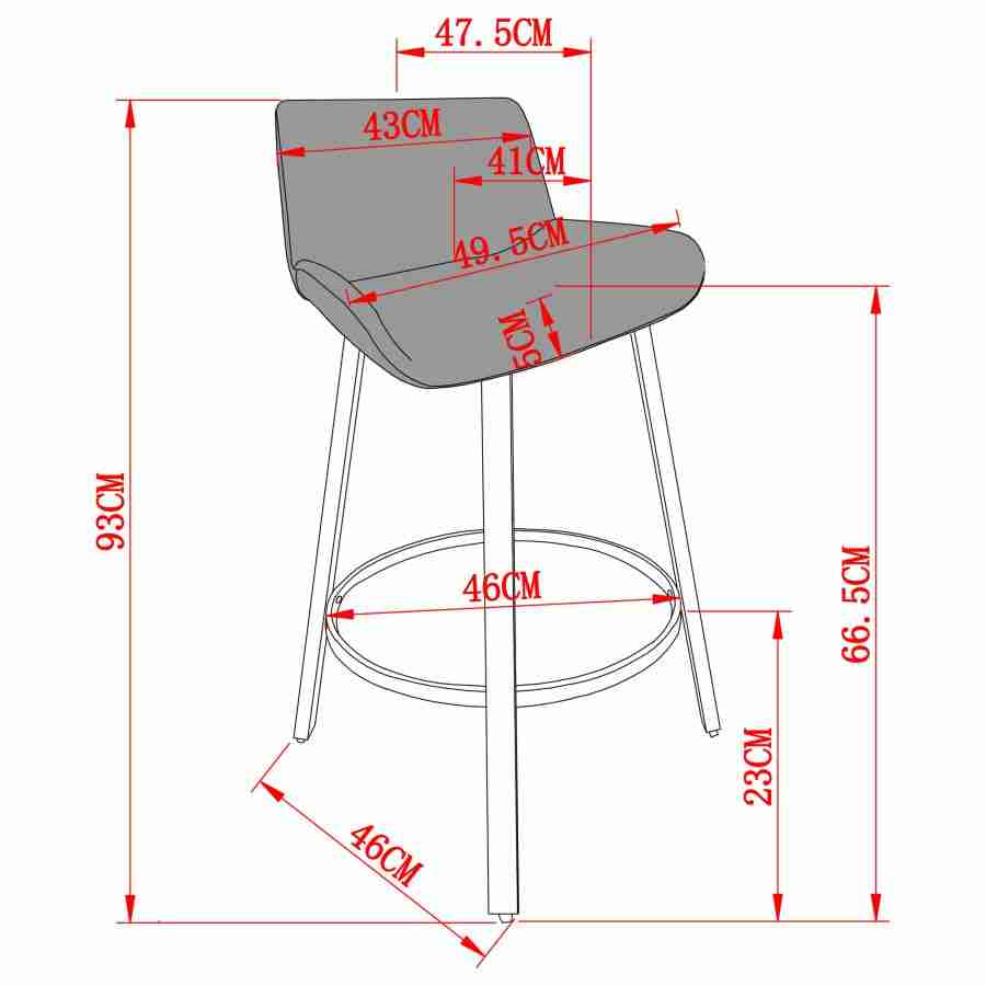 26 Inches Counter Stool in Leather