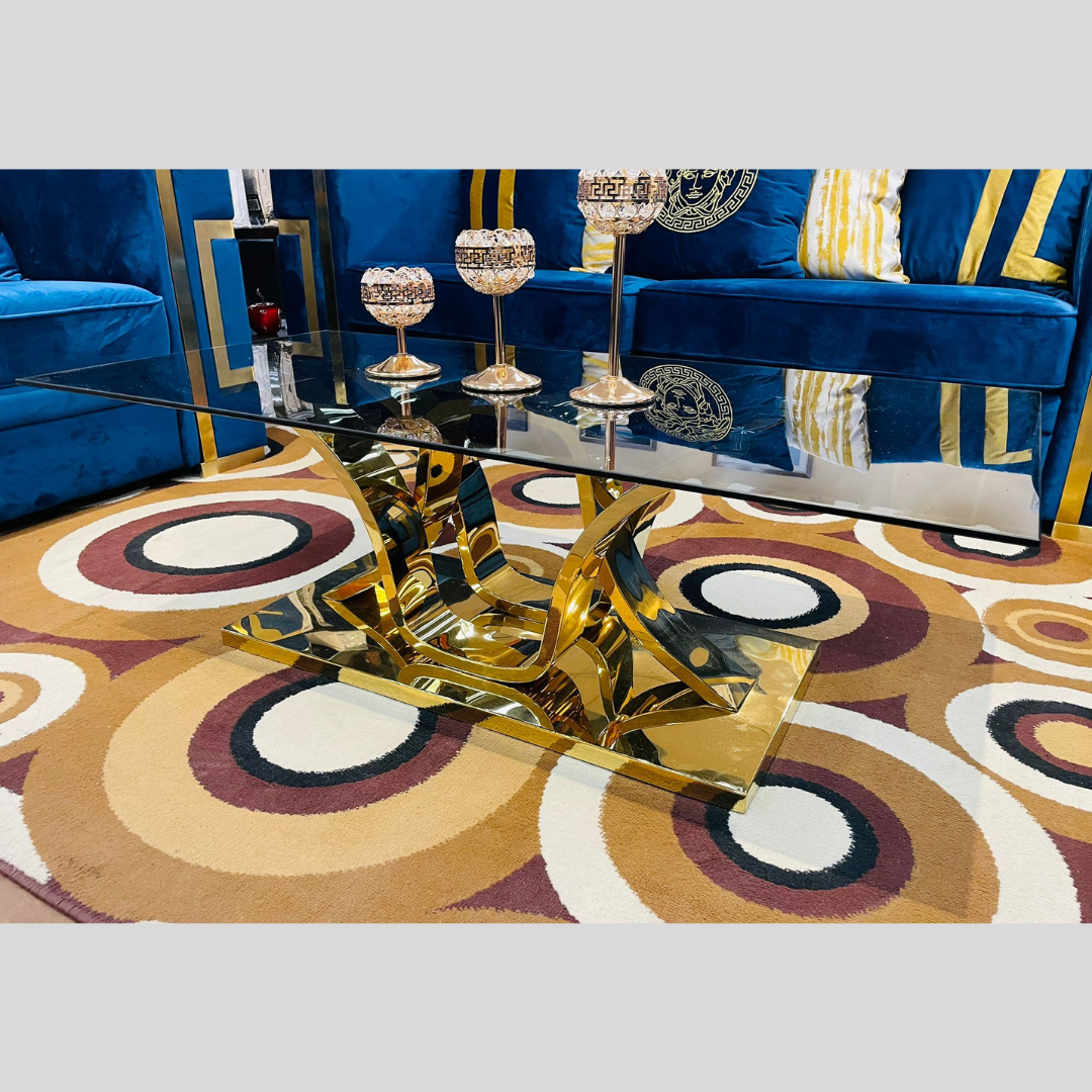 Glass Center Table with Stainless Steel Base