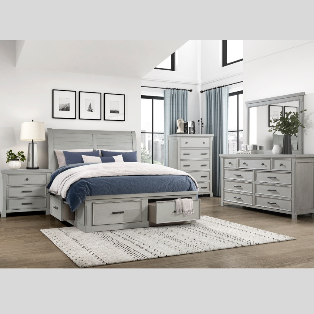 Stylish Wooden Bedroom Set in Grey